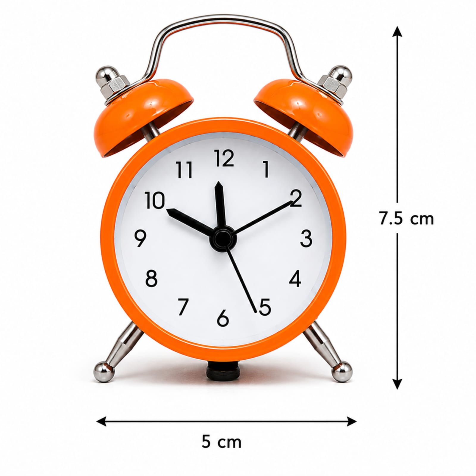 Orange Twin Bell Alarm Clock – Best 1 Piece Classic Analog Quartz Clock - Image 3