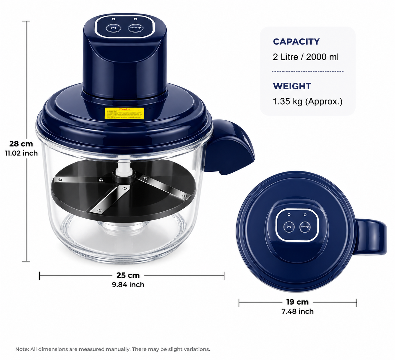 Electric Food Chopper – 2-in-1 Powerful Mini Vegetable Cutter & Kitchen Chopper with USB Charging - Image 2